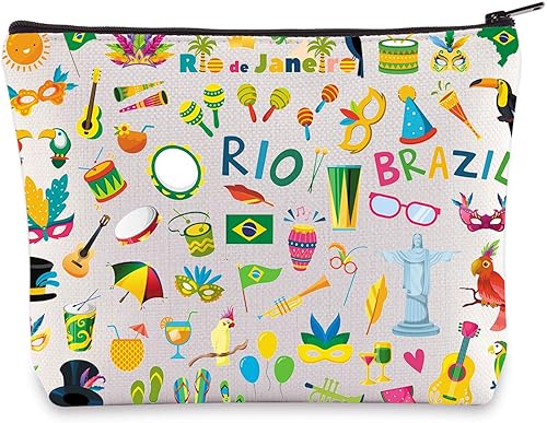 WZMPA Brasil Bolsa de viaje Brasil Regalos de recuerdo Río de Janeiro Maquillaje Cremallera Bolsa Bolsa Brasil Viaje Mercancía, Río Brasil BL, Bolsa