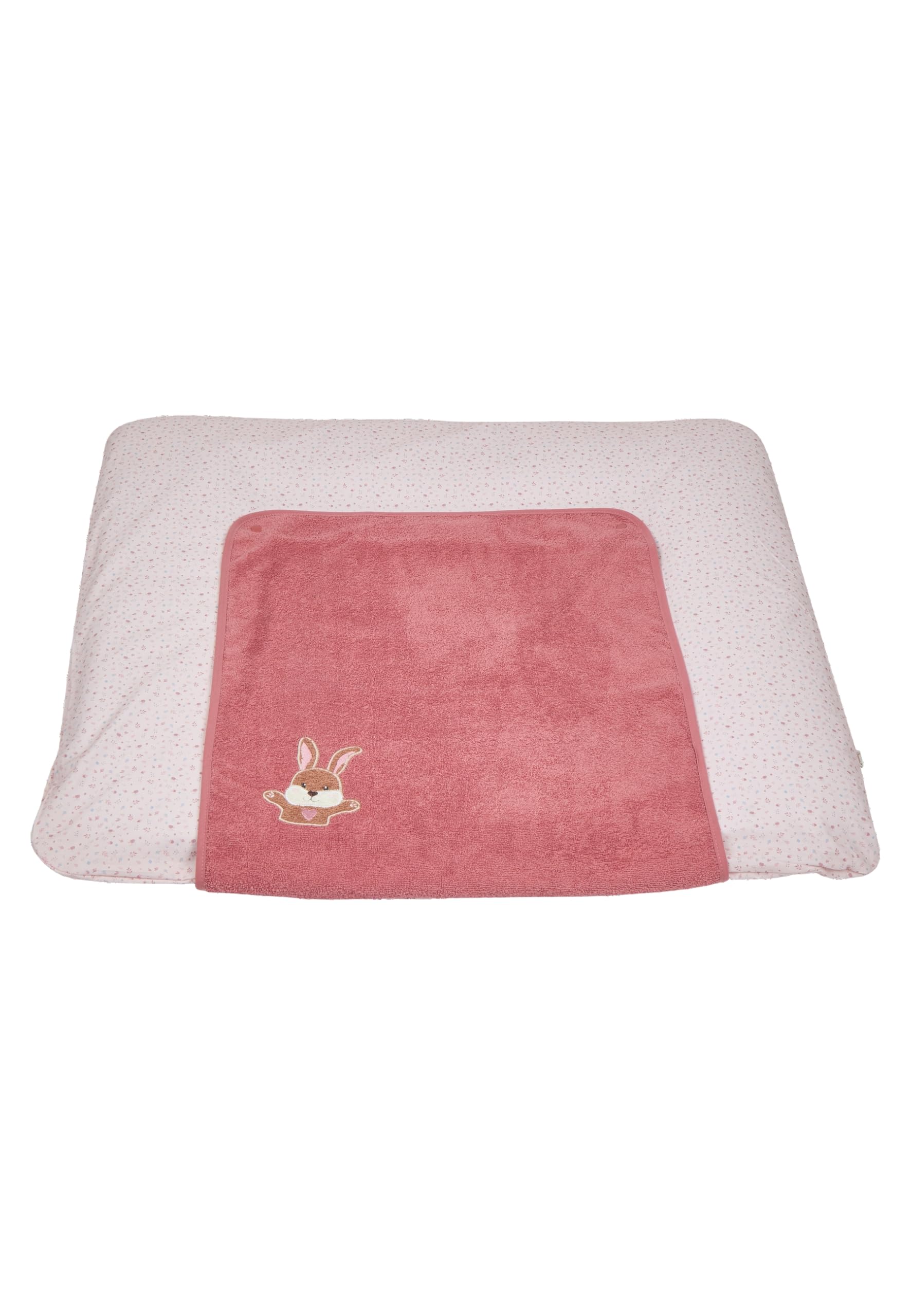 Sterntaler Wickelauflagenbezug Hase Hanni 80x90cm - saugfähige Baumwolle mit abtrennbarem, wasserundurchlässigem Frottee-Mittelteil - niedliche Applikation - Baby Zubehör für Wickeltisch, perlrosa