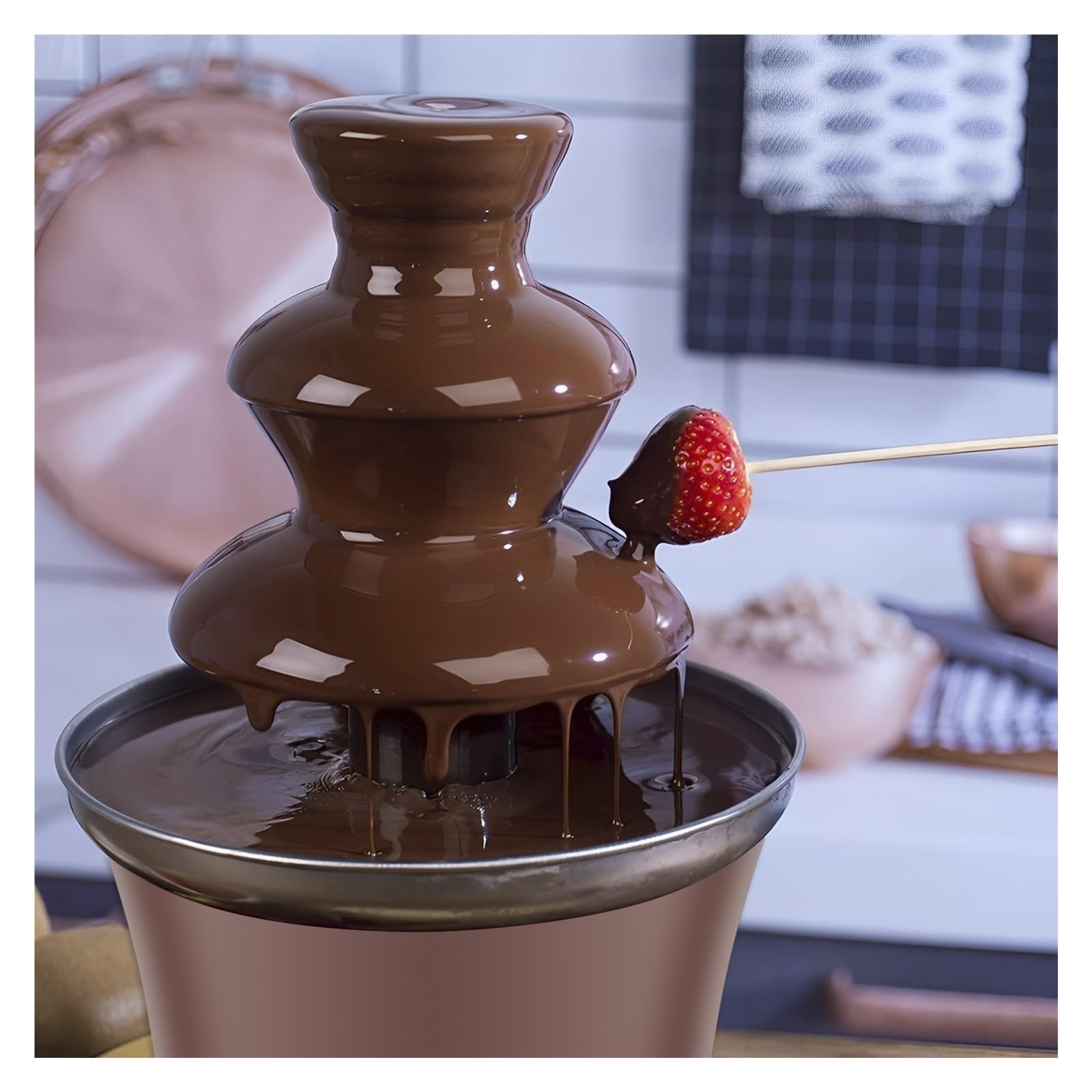 Fuente De Chocolate Queso 3 Capas Máquina con Capacidad For 10 Oz Fondue Eléctrica For El Hogar For Dulces Flujo Continuo Y Suave
