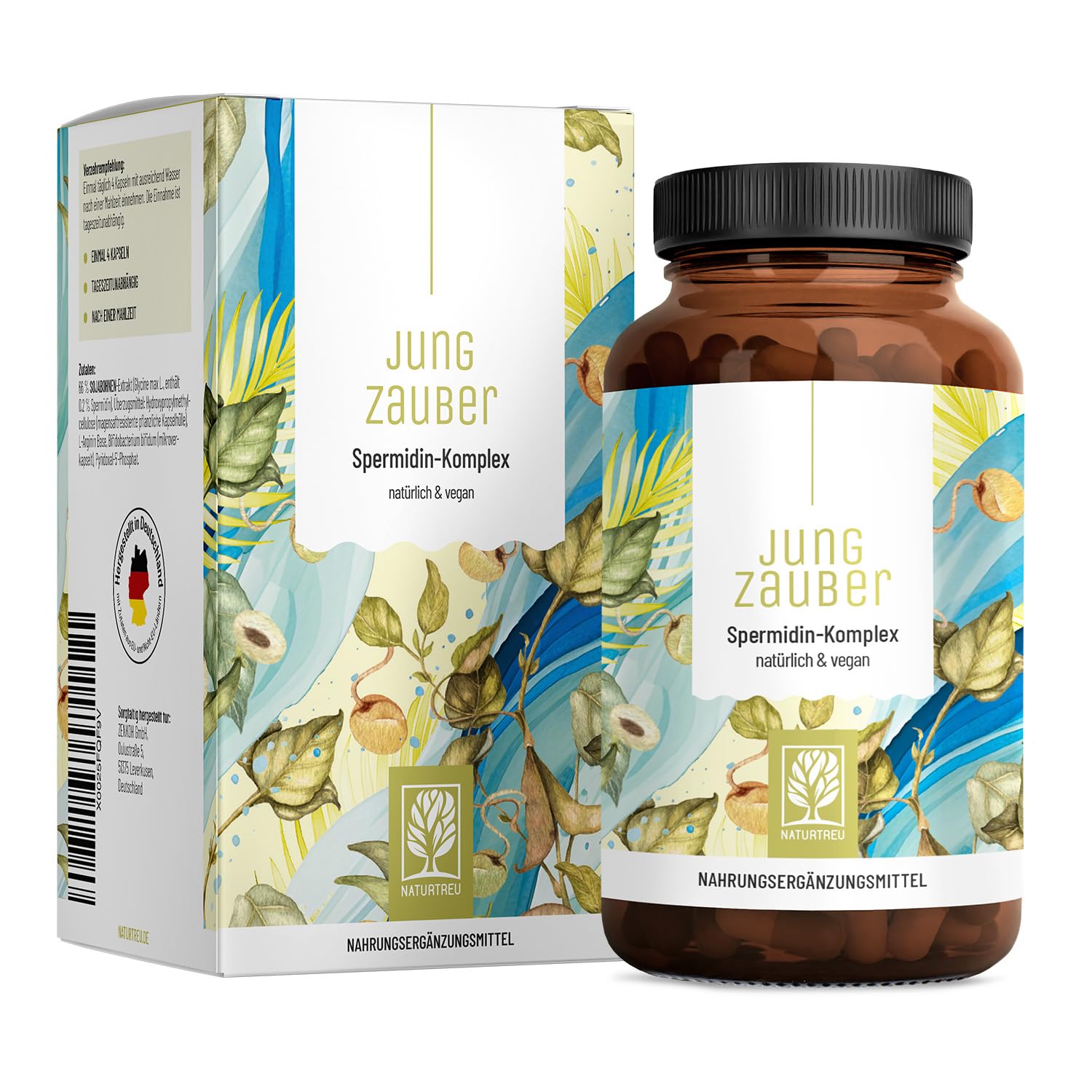 NATURTREU® Spermidin Kapseln hochdosiert mit hochwertigen Spermidin, L-Arginin, Bifidobakterien & Vitamin B6 - vegan - 120 magensaftresistente Kapseln - in Deutschland produziert & laborgeprüft