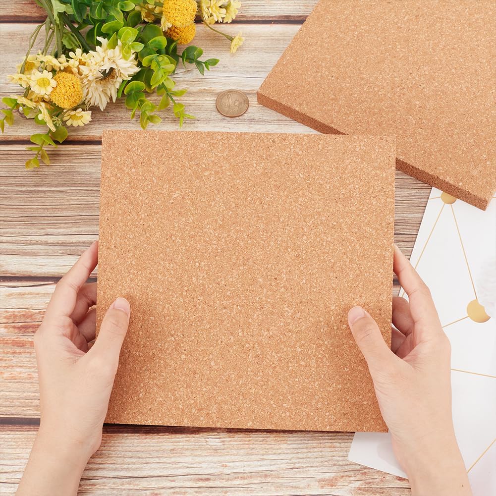 OLYCRAFT 2PCS Square Bulletin Boards 7.9x7.9 Inch Wood Cork Board 0.6 Inch Thick Square Cork Board Cork Tiles for Wall Decoration, Party and DIY Crafts Supplies