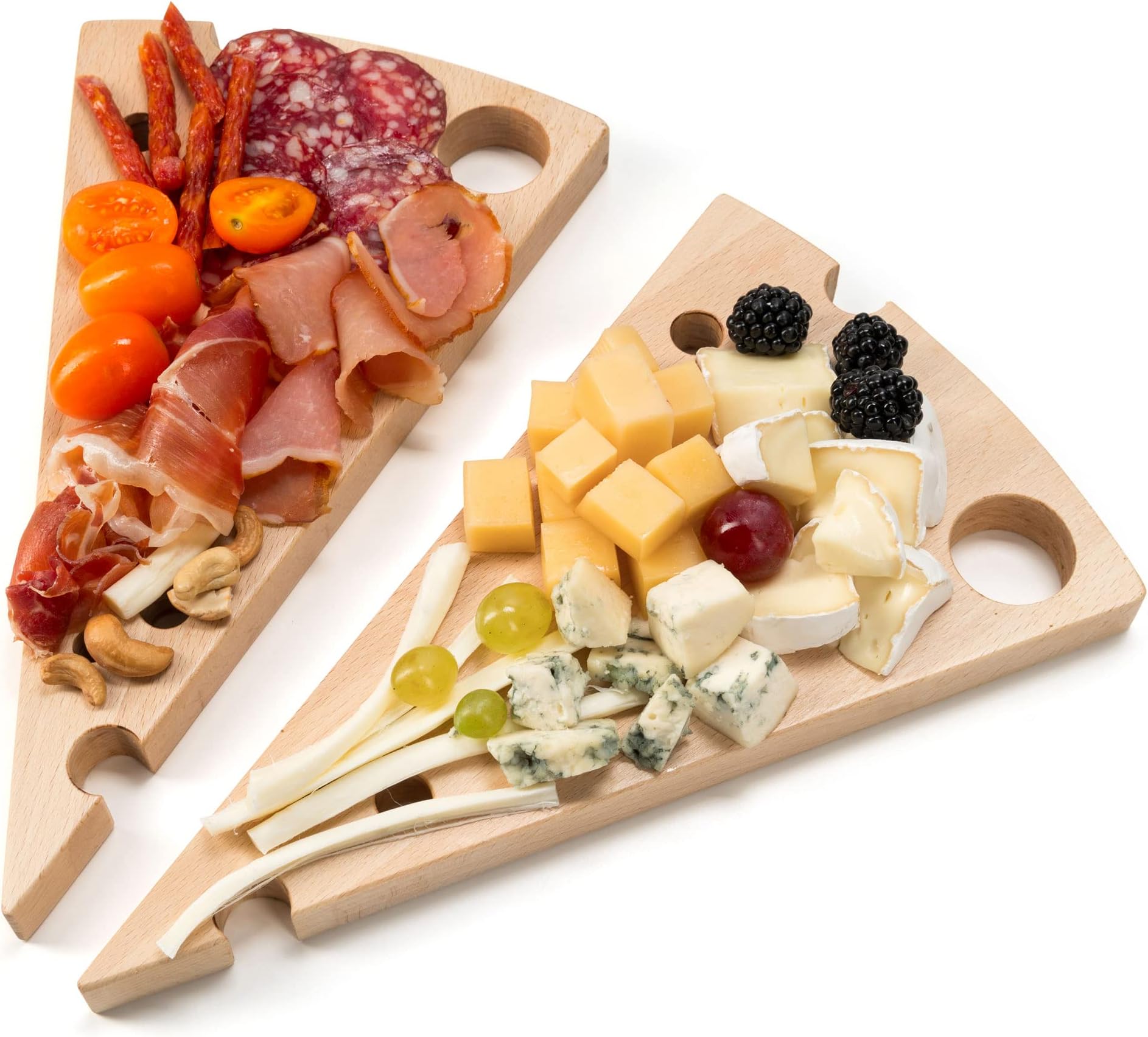 Cheese boards - Wood charcuterie board 2 in set - Serving Tray - Platters for serving Wine, Cheese, Meat - Serving dishes for entertaining - Natural Wooden Plates - Appetizer tray - Cheese Gift set