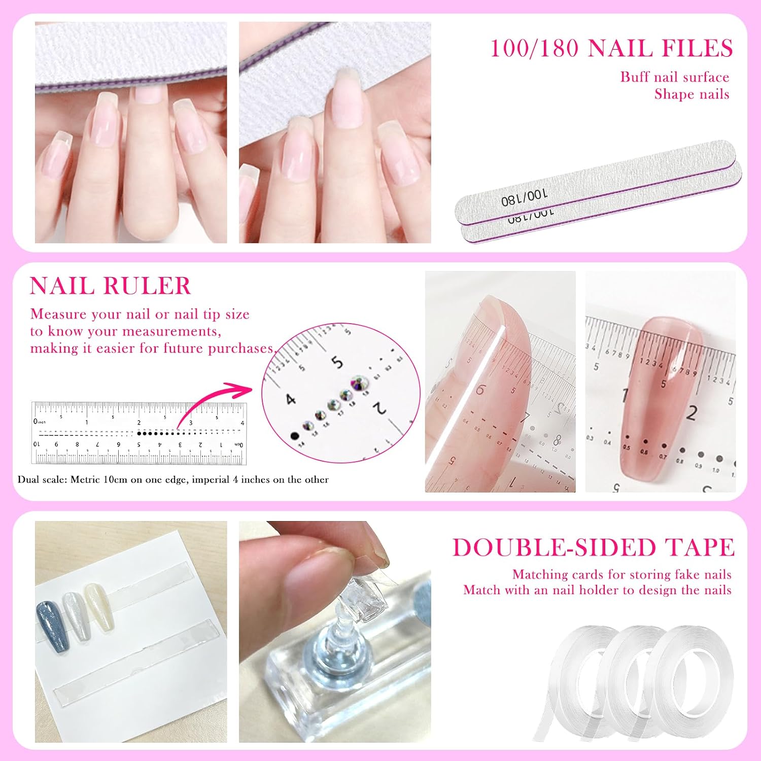 Nail Art Design Kit Press On Tools with Nail Brushes Set Beginner