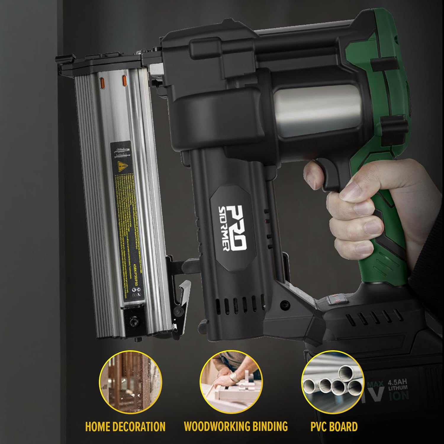 Prostormer Cordless Brushless Brad Nailer, 2 in 1 Nail Gun Staple Gun Kit with 4.5Ah Lithium-Ion Battery and Charger, 18 Gauge Stapler for Woodworking, Home Renovation, Upholstery, DIY