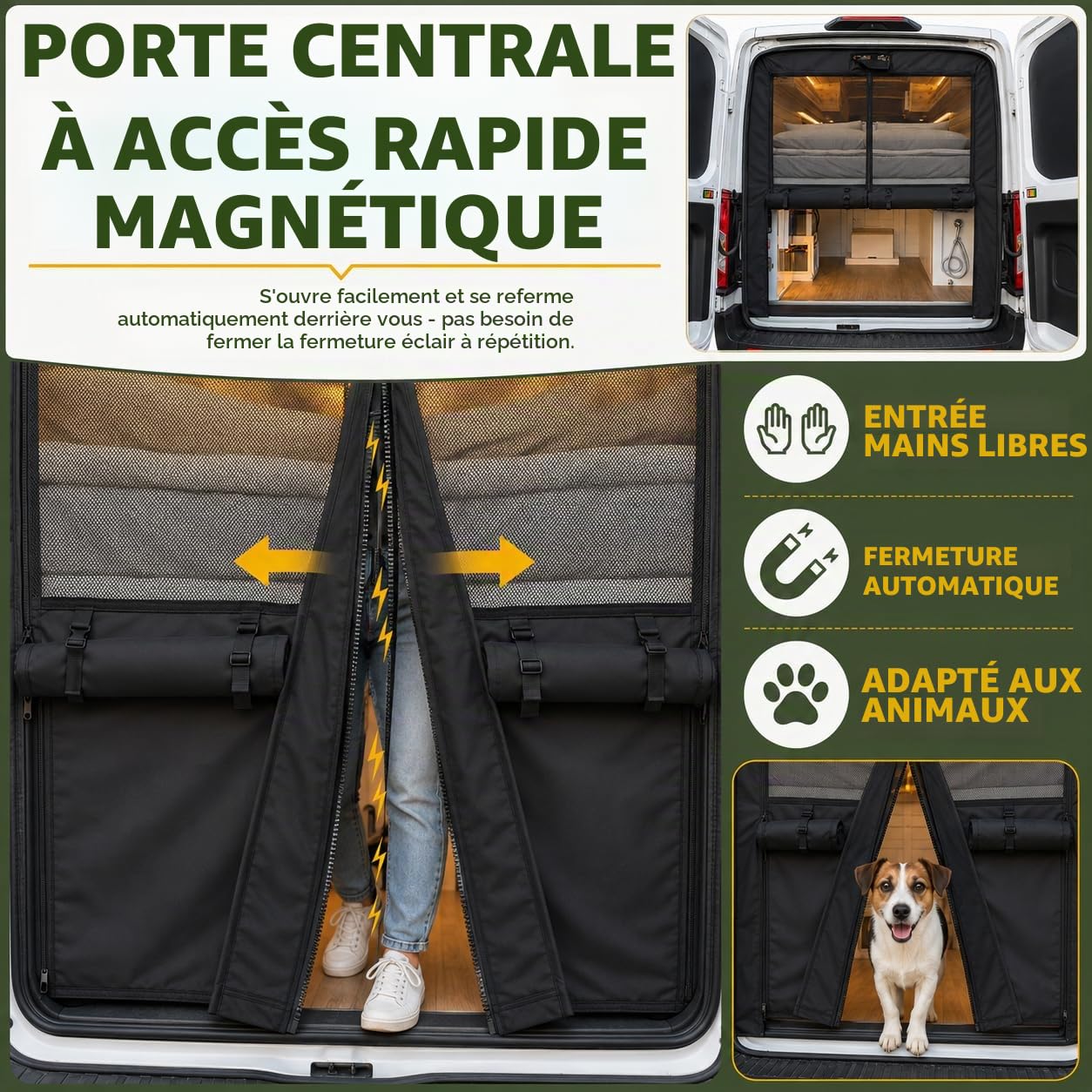 Moustiquaire de Porte ArrièRe pour Camping-Car avec Rideau D'Intimité, Moustiquaire MagnéTique pour Porte ArrièRe de Camping-Car pour Le Camping, La Vie en Van