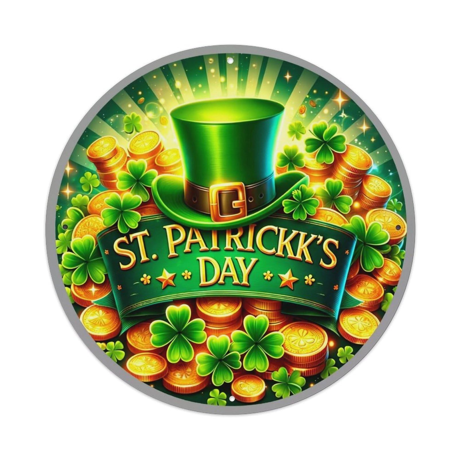 St Patricks Day Leprechaun Hat Retro Metal Tin Sign, Vintage Metal Poster for home, Gaming Room, Studio Workshop,Bar,Garage Wall Art Decor 8x8 inch