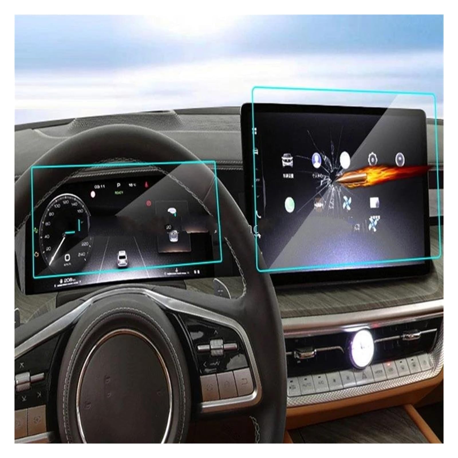 per GWM per Tank 500 2023 2024 Autoradio LCD Navigazione GPS e Cruscotto Pellicola Protettiva in Vetro temperato AntiGraffio 3 Pezzi