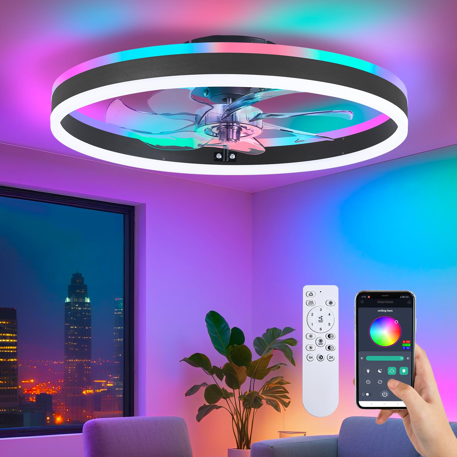 STERREN RGB Ceiling Fan with Light