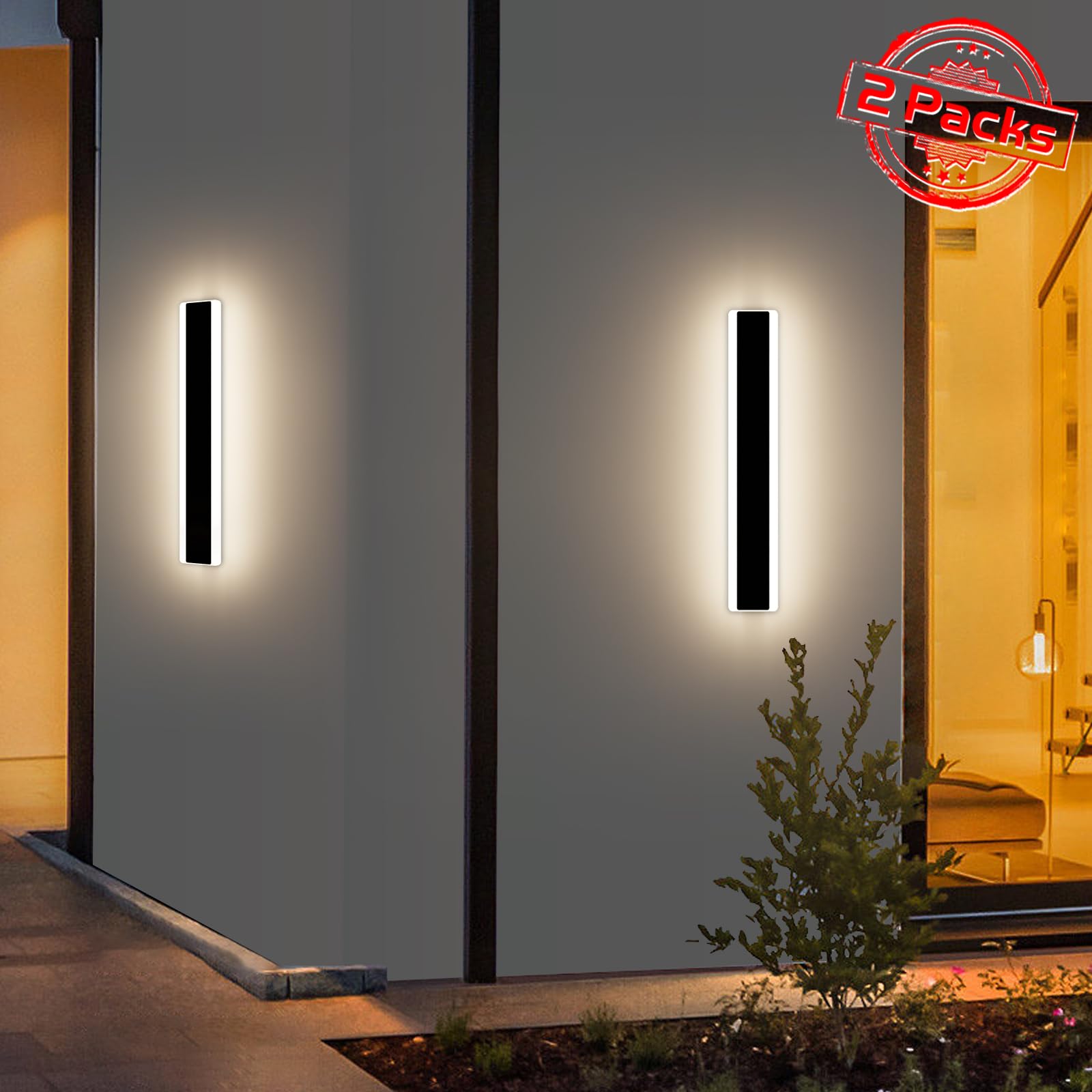 Outdoor Lamp, Modern Outdoor Wall Lights, Warm Light Wall Mounted Lamps,  Matte Black Porch\u0026Patio Light, For Hallway Stairs Gardens -------- ,High  Brightness - Walmart.com, image size:1600x1600