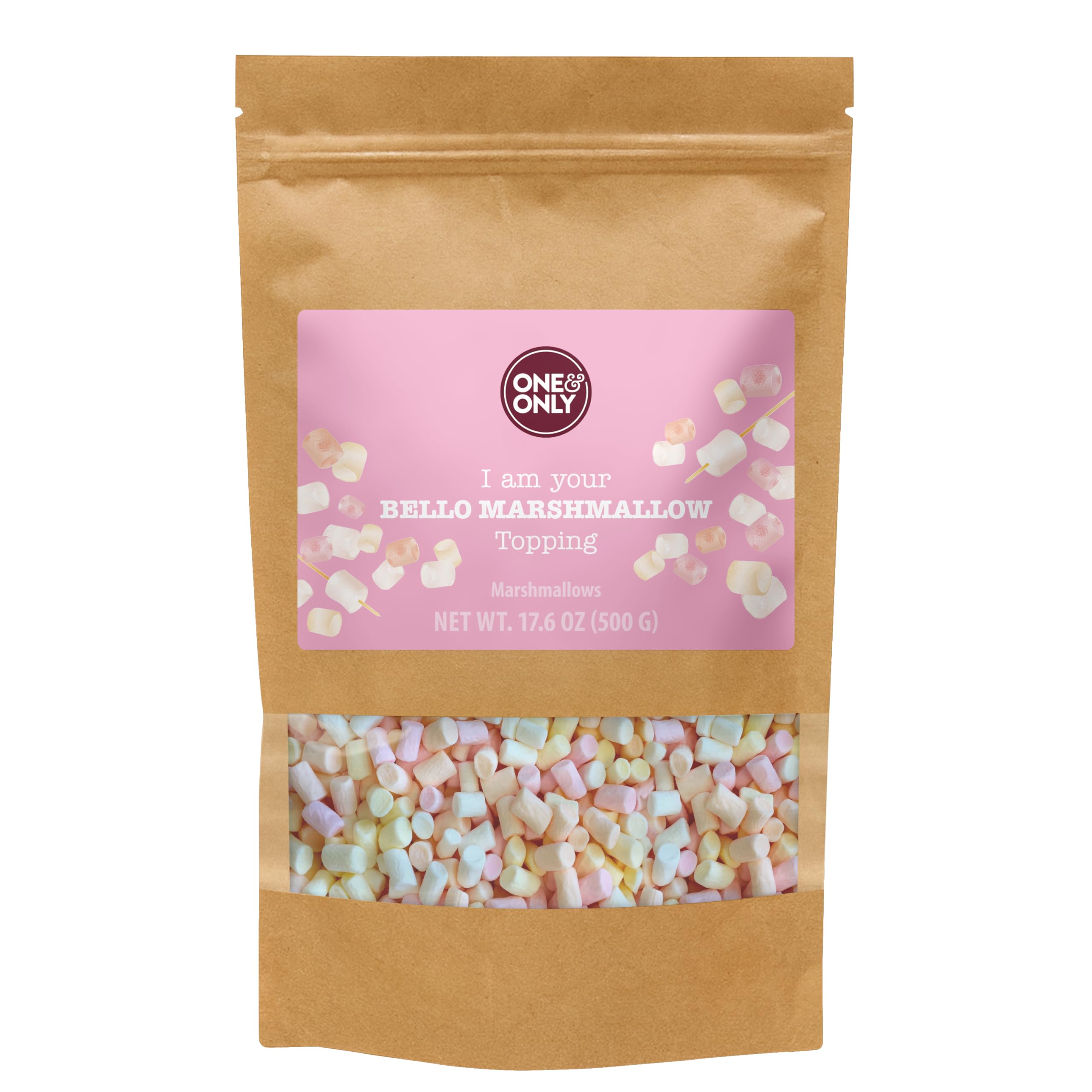 One&Only Topping Bello Marshmallow 500 g - Kleine, farbige Schaumzucker-Köstlichkeiten zum Dekorieren und Verzieren