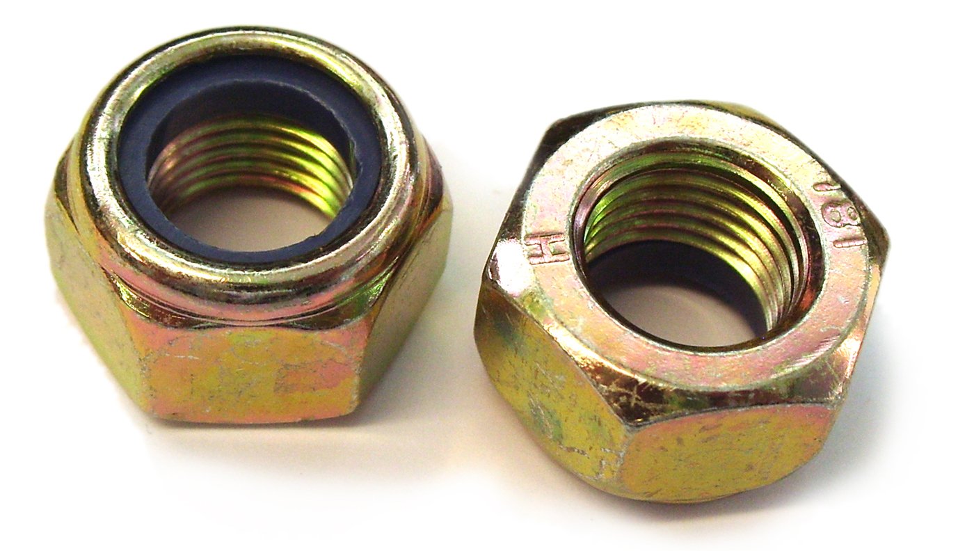 10.9 Grade High Tensile, Metric Fine Thread, Zinc Yellow Plated Steel, Nylon Insert Locking Nuts, DIN985, M10 X 1, M12, M14, M16, M18, M20 & M24 X 1.5 Thread Sizes. (15, M10 X 1)