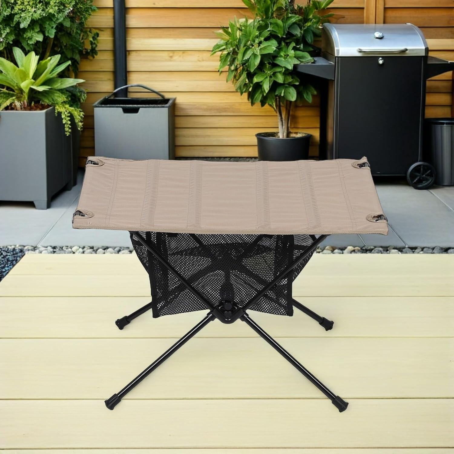 BESTonZON Outdoor Folding Table and Chairs Set, Lightweight Portable Camping Table with Mesh Storage Net, Compact Foldable Picnic Desk for Hiking, BBQ, Outdoor Travel, and Camping