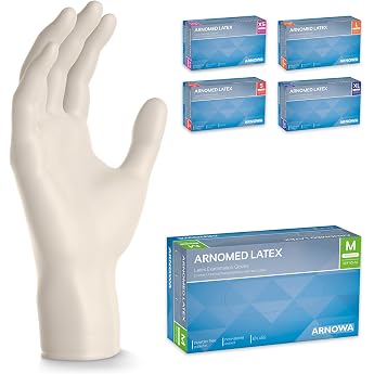 1000 x Arnomed  Disposable Gloves Powder-Free M Latex Gloves White