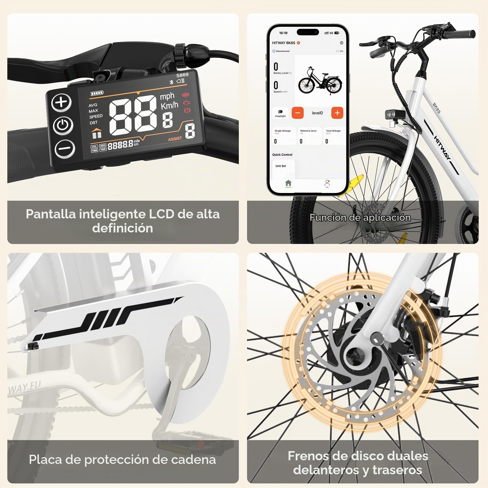 HITWAY Bicicleta Eléctrica, 27,5" E Bike, Motor 250W, Batería Extraíble 36V 13 Ah, 50-100 km,App,Bicicleta eléctrica Urbana para Adultos Unisex