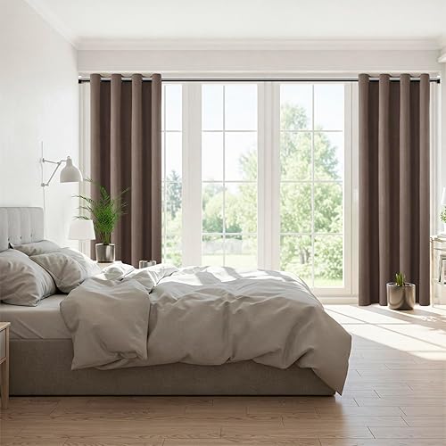 Miniatura 42 de ChrisDowa Cortinas 100% opacas de abedul liso de 96 pulgadas de largo, 2 paneles para dormitorio, sala de estar, oscurecimiento de la habitación de