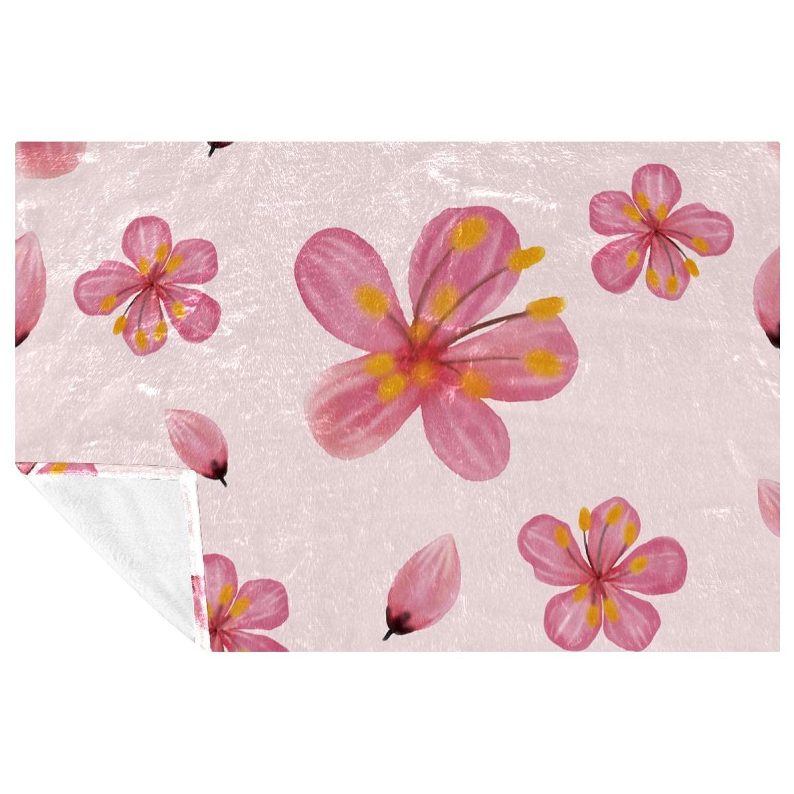 Couverture chaude fleurs de cerisier plaid canapé doux isolant 150x100 cm