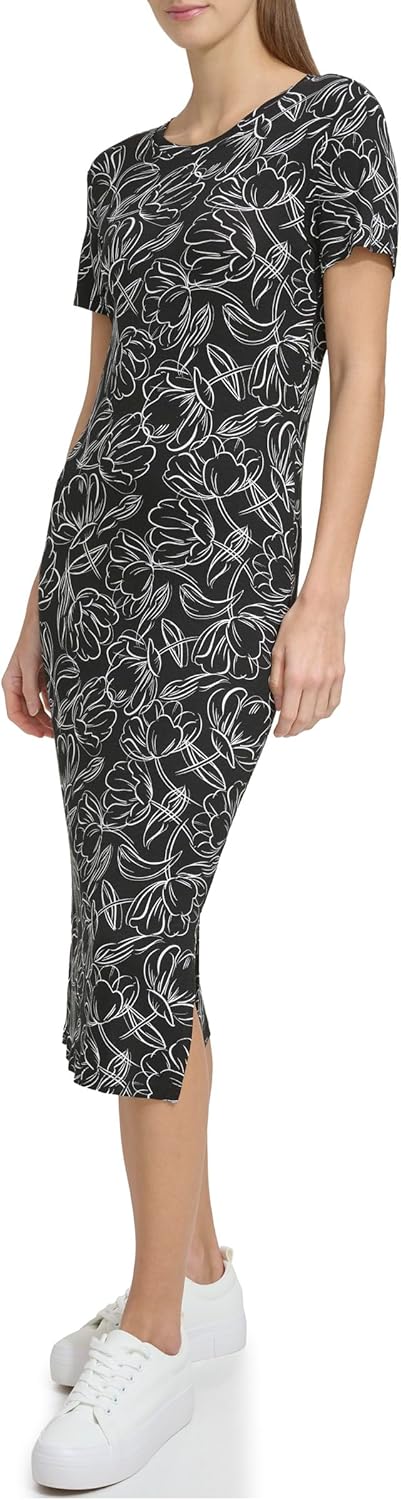 Andrew Marc Women's Short Sleeve Printed Midi Dress with Slits - Image 3