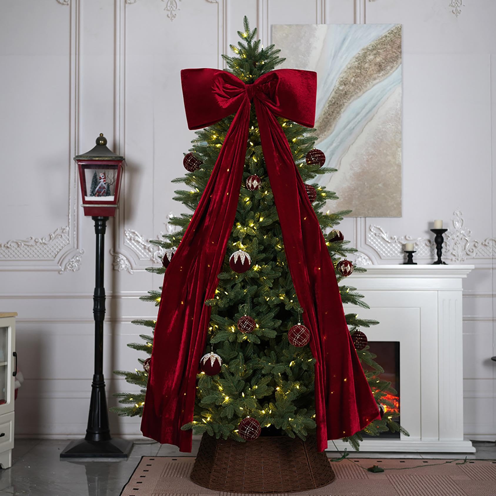 Fiocchi natalizi extra large in velluto, 70 x 180 cm, decorazioni giganti per alberi di Natale, decorazioni per ghirlande di casa, fondali da parete, decorazioni per feste di compleanno e matrimoni