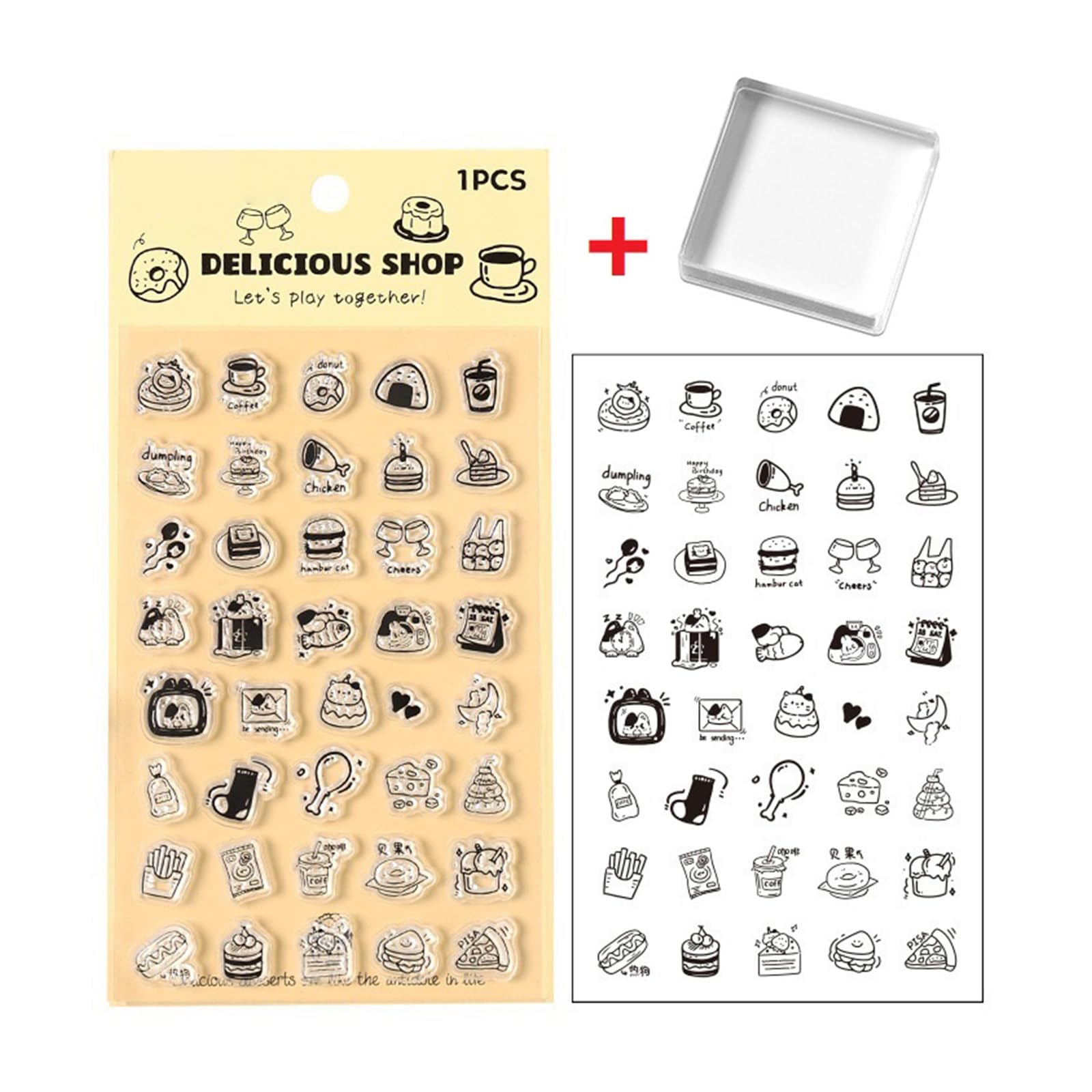 Msioytog A Cartoon Clear Silicone Stamper Set With Crylic Handle Scrapbooking Decorative Stamper For Journaling Nd Scrapbooking Lovely Elastomer Scrapbook Postage