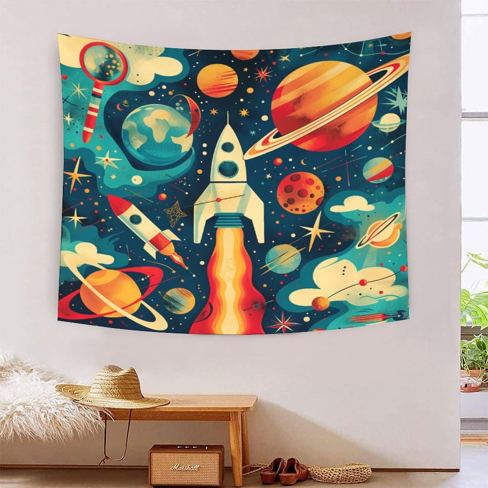 Fusée couverture murale 3D tapisserie polyester pour salon - 7