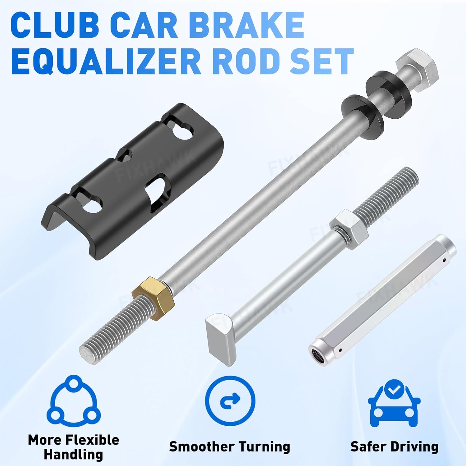 Golf Cart Brake Equalizer Rod Set for Club Car Precedent,Onward,Tempo Electric & Gas Golf Cart, with Spacer, Screw, Nut, Balance Block. Replace OEM #102559401 102559401 102552001（8 Pieces）