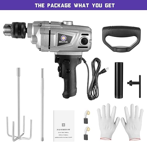Miniatura 7 de Juego de mezcladores de taladro de alta resistencia de 1100 W 10 A, máquina de taladro mezclador con mango de pala, taladros eléctricos de 12