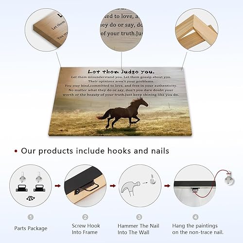 Miniatura 2 de Lienzo impreso para decoración de pared para el hogar y la oficina, Let Them Judge You Quote Horse Canvas Art Print Painting Picture Christian