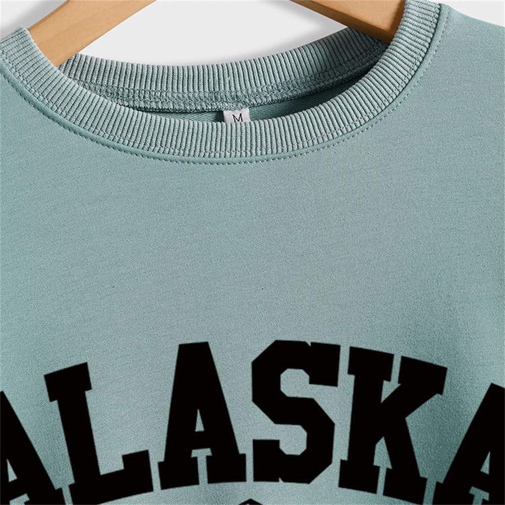 Alaska Sweatshirt Retro Mountain Graphic Shirt Vintage Alaska Sweater Women Casual Crewneck Long Sleeve Pullover Tops - Image 3