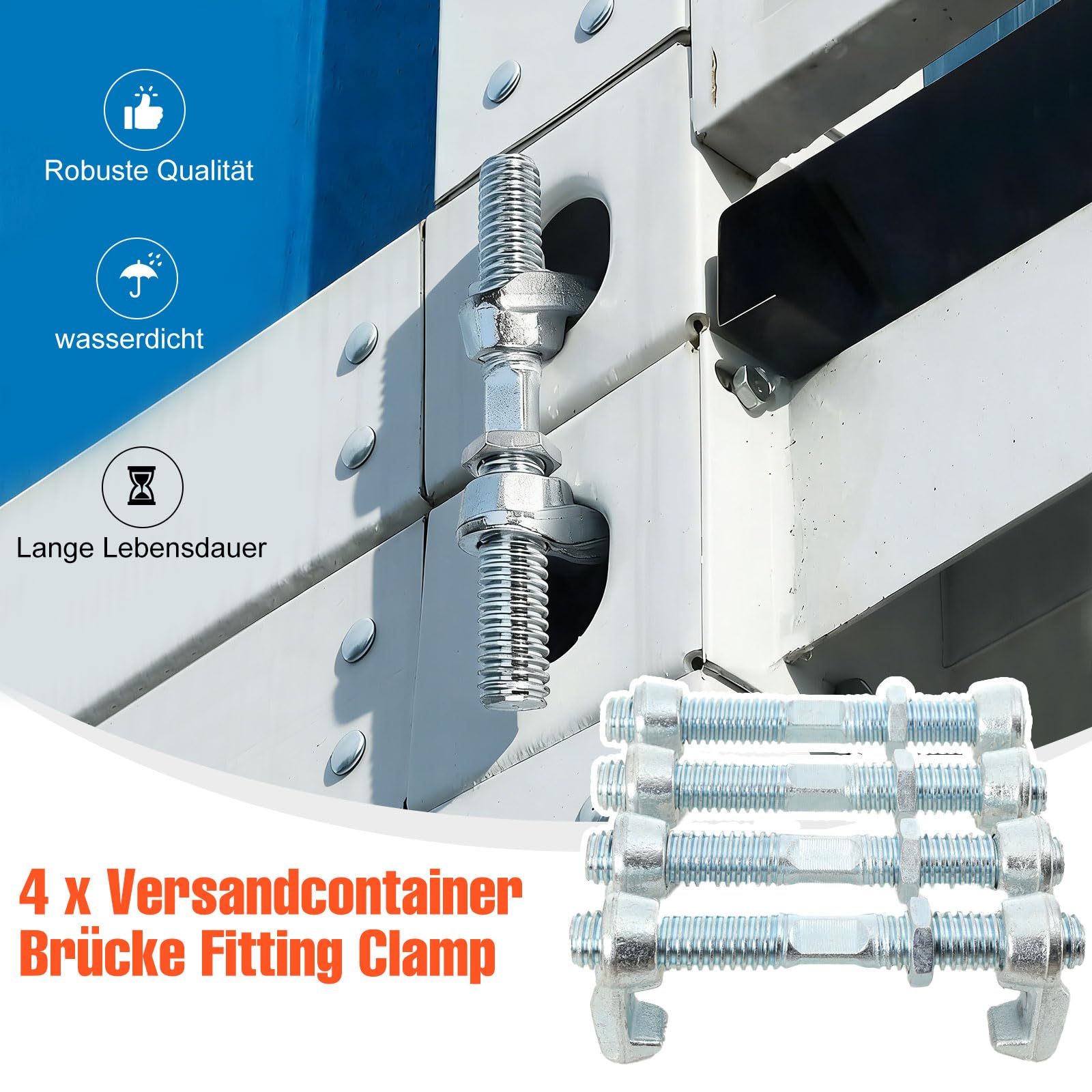 Juego de 4 Candados Twist Lock para Contenedores,Conexión Segura para Apilado, Transporte y Construcción con Contenedores,Abrazadera de tornillo para contenedor de envío de 280 mm