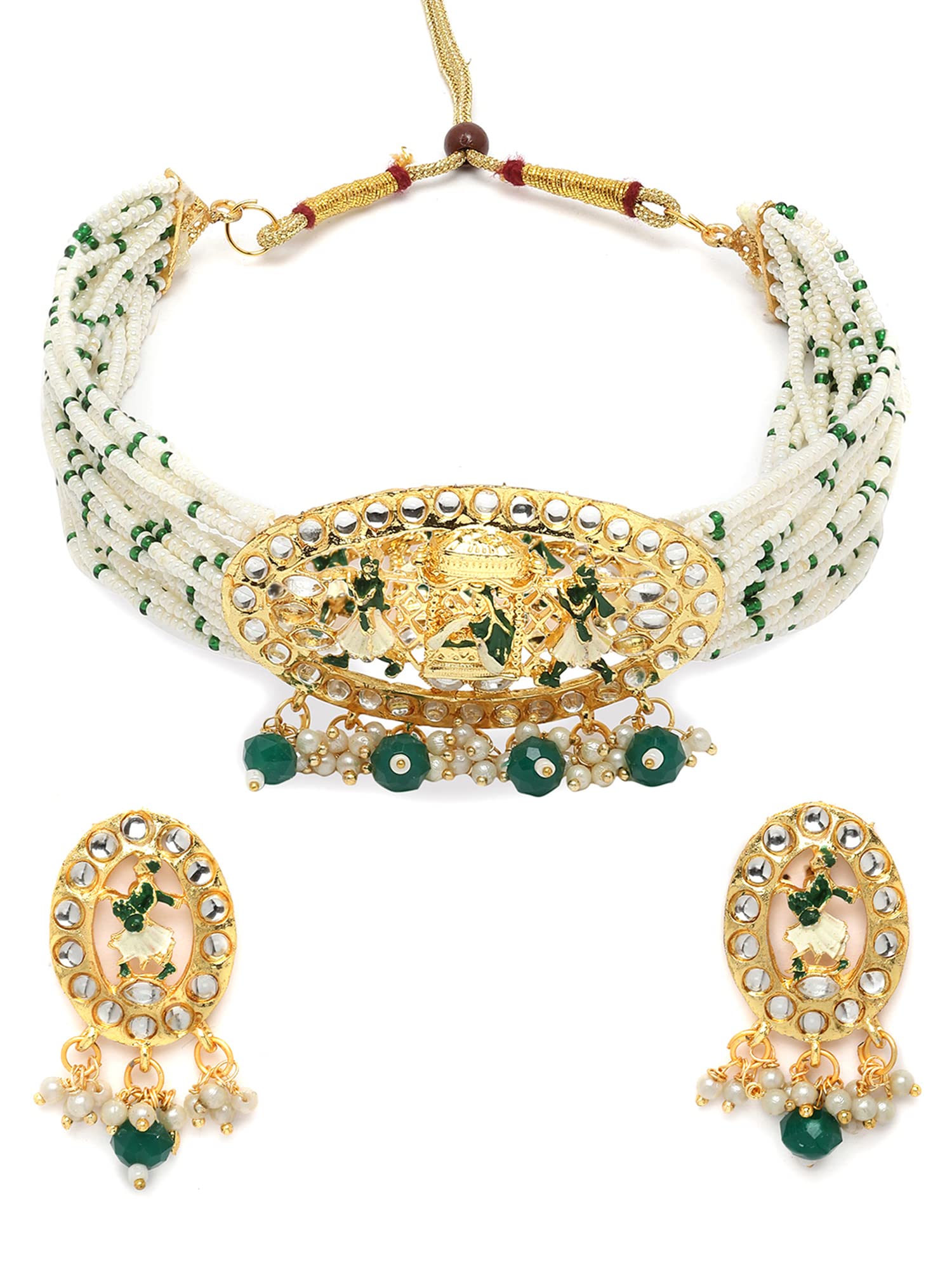 Karatcart Gold Plated Green Dulhan Doli Design Choker Necklace Set for Women (B0BW4J6PRQ) Amazon Price History, Amazon Price Tracker