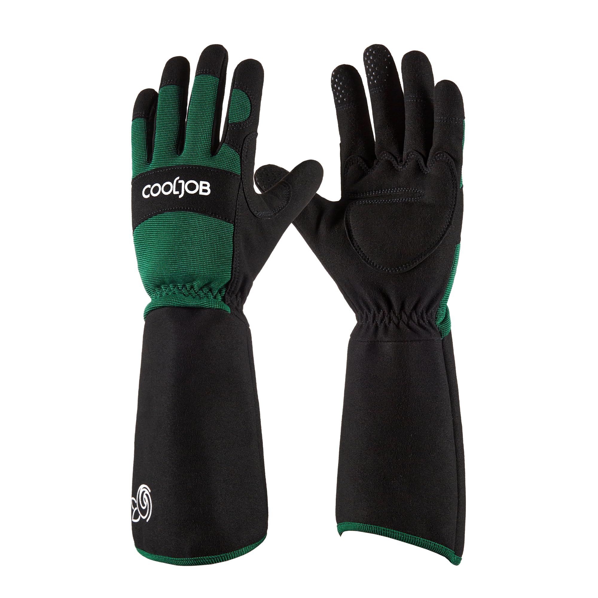 COOLJOB Thorn Proof Rose Pruning Garden Gloves for Men, Long Sleeve Padded Yard Work for Bush, Blackberry, Cactus, Heavy Duty/Puncture Resistant/Machine Washable, Medium, Green