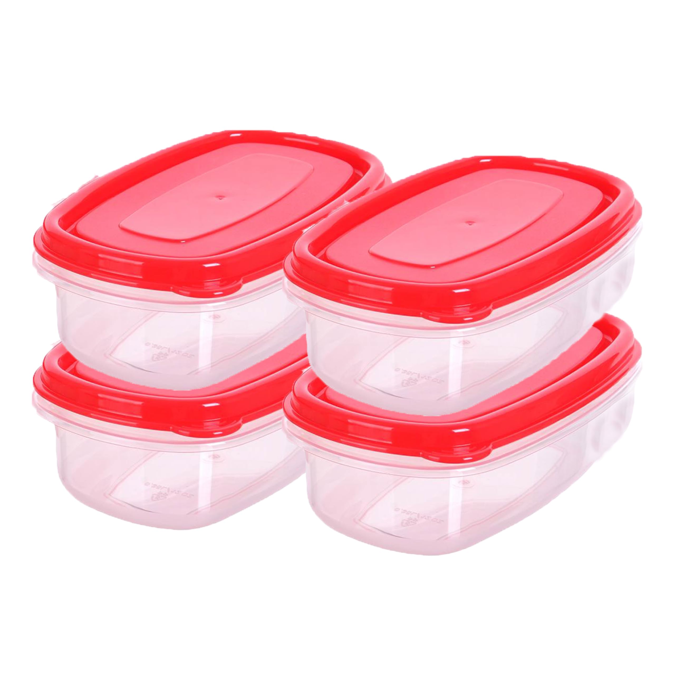 Homeshopa.com 4 Pack Homeshopa Plastic Food Storage Containers, 350Ml Rectangular Leakproof Airtight Bpa-Free Reusable & Stackable Meal Prep Lunch Boxes, Microwave Freezer & Dishwasher Safe