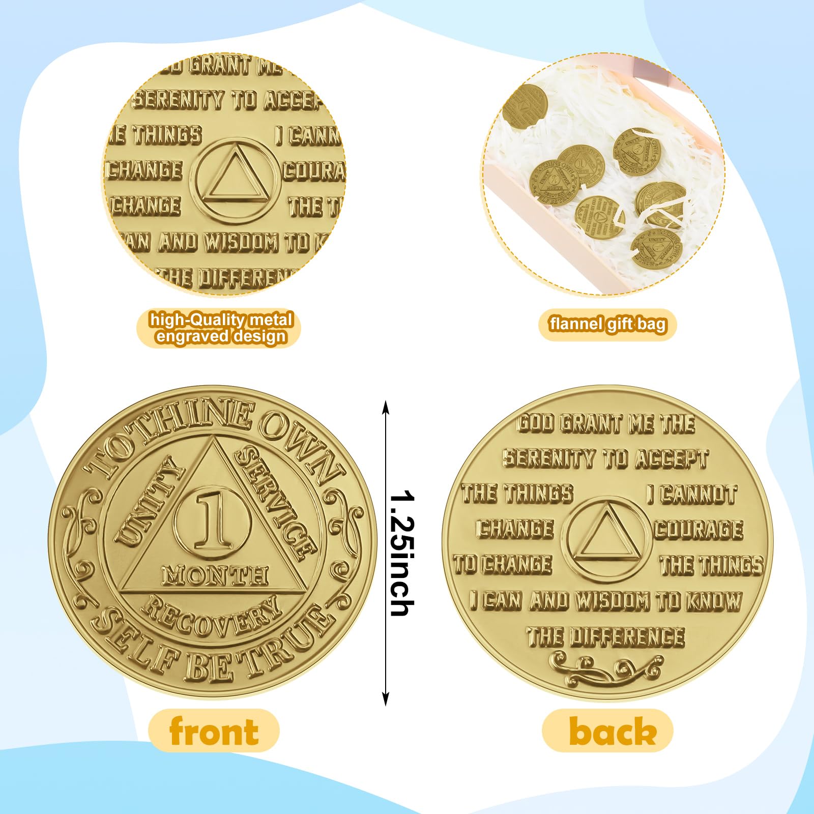 Siifert 36 Stück Recovery AA Chips und Medaillons Bulk Nüchternheit Chips AA Tokens Aluminium Nüchternheit Münze Bronze Finish Alkoholiker Anonyme Geschenke enthalten 1 2 3 6 9 Monate und 24 Stunden