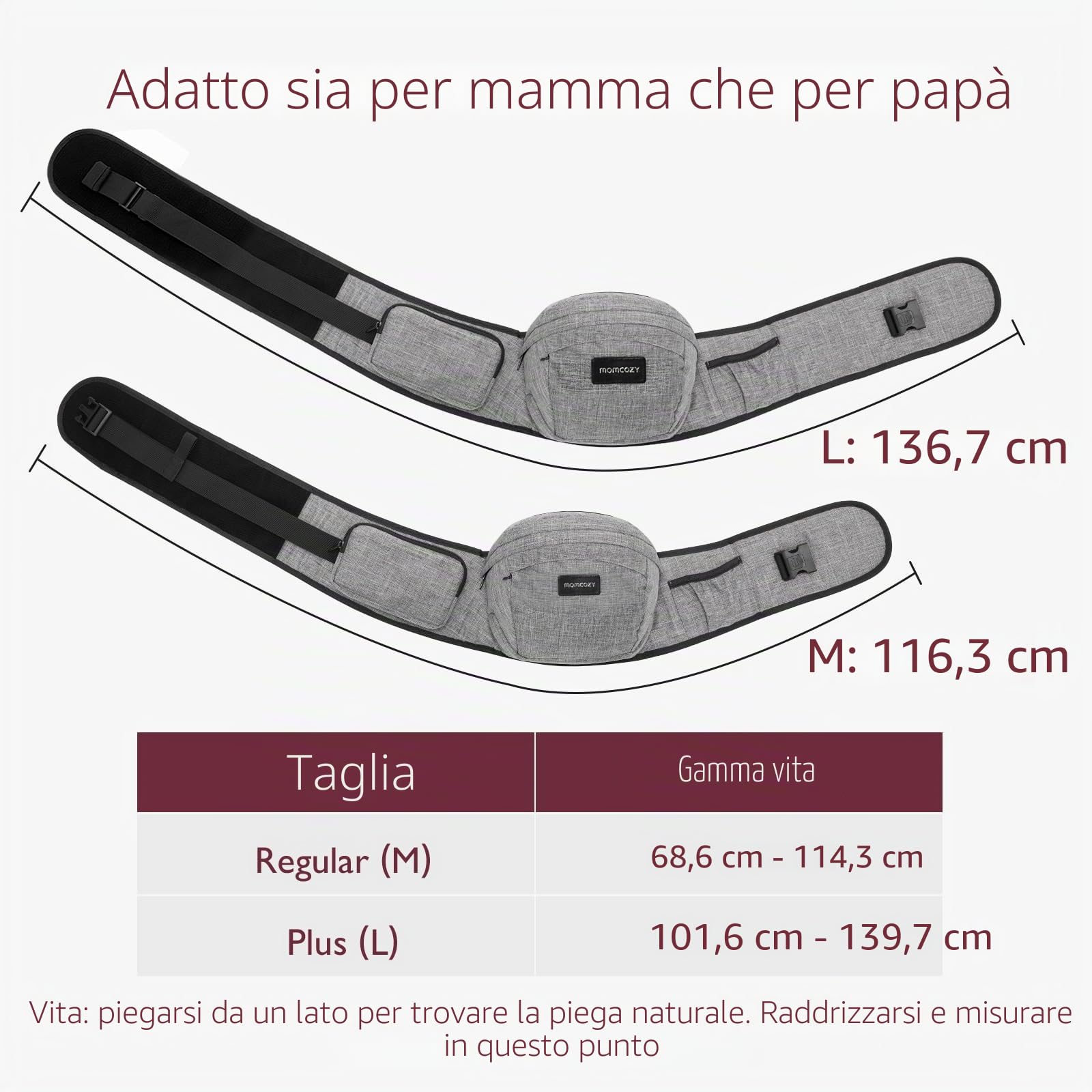 Momcozy Hip Seat - Marsupio porta bebè regolabile con protezione originale 3D per la pancia e tavola massaggiante in EVA, marsupio ergonomico con varie tasche per neonati e bambini fino a 20,4 kg