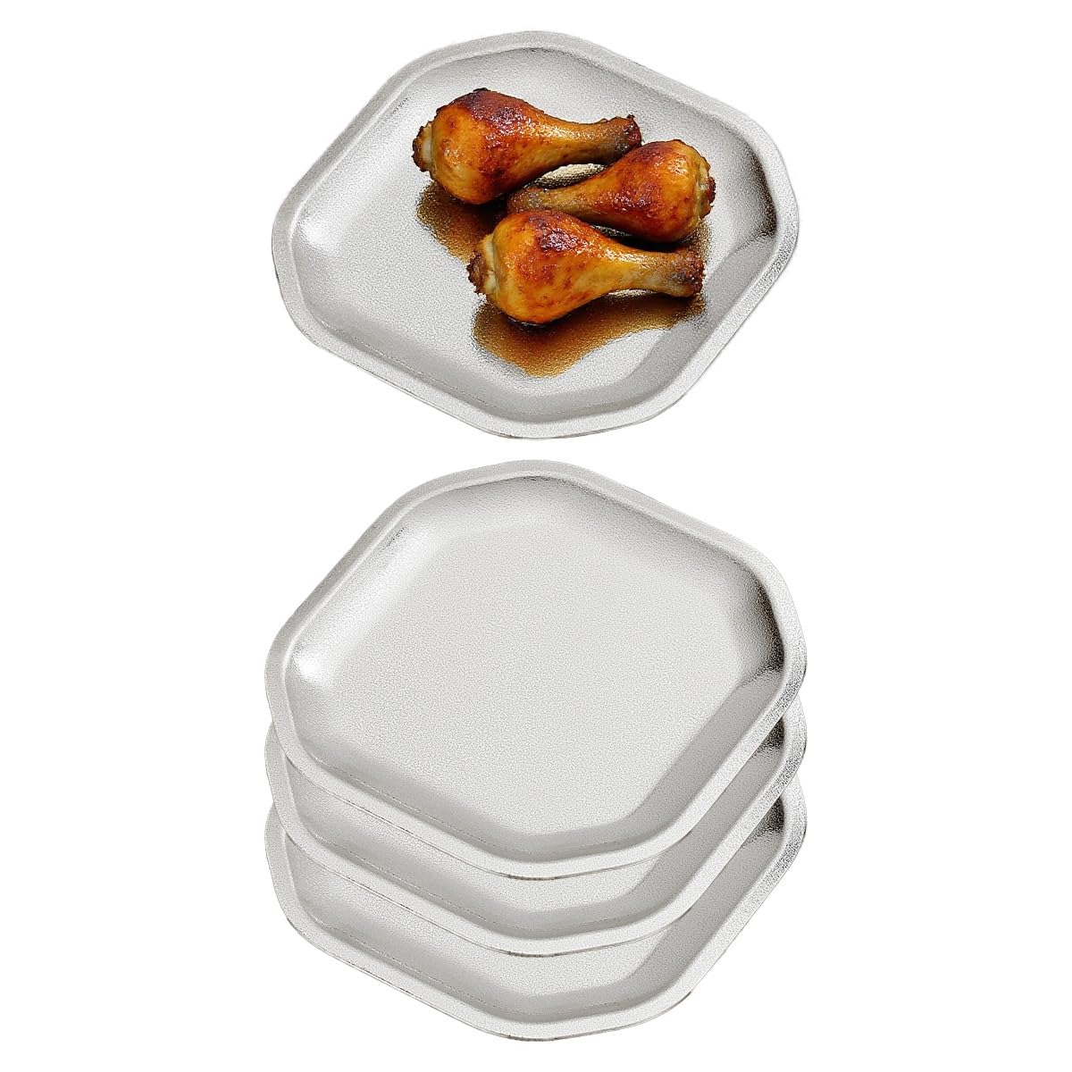 SANQIAHOME 15x15 cm quadrati Piattini da antipasto, in acciaio inox Piccoli piatti,Set di 4, argento,Dessert Piatti per Sushi, Frutta forno/Lavabile in lavastoviglie