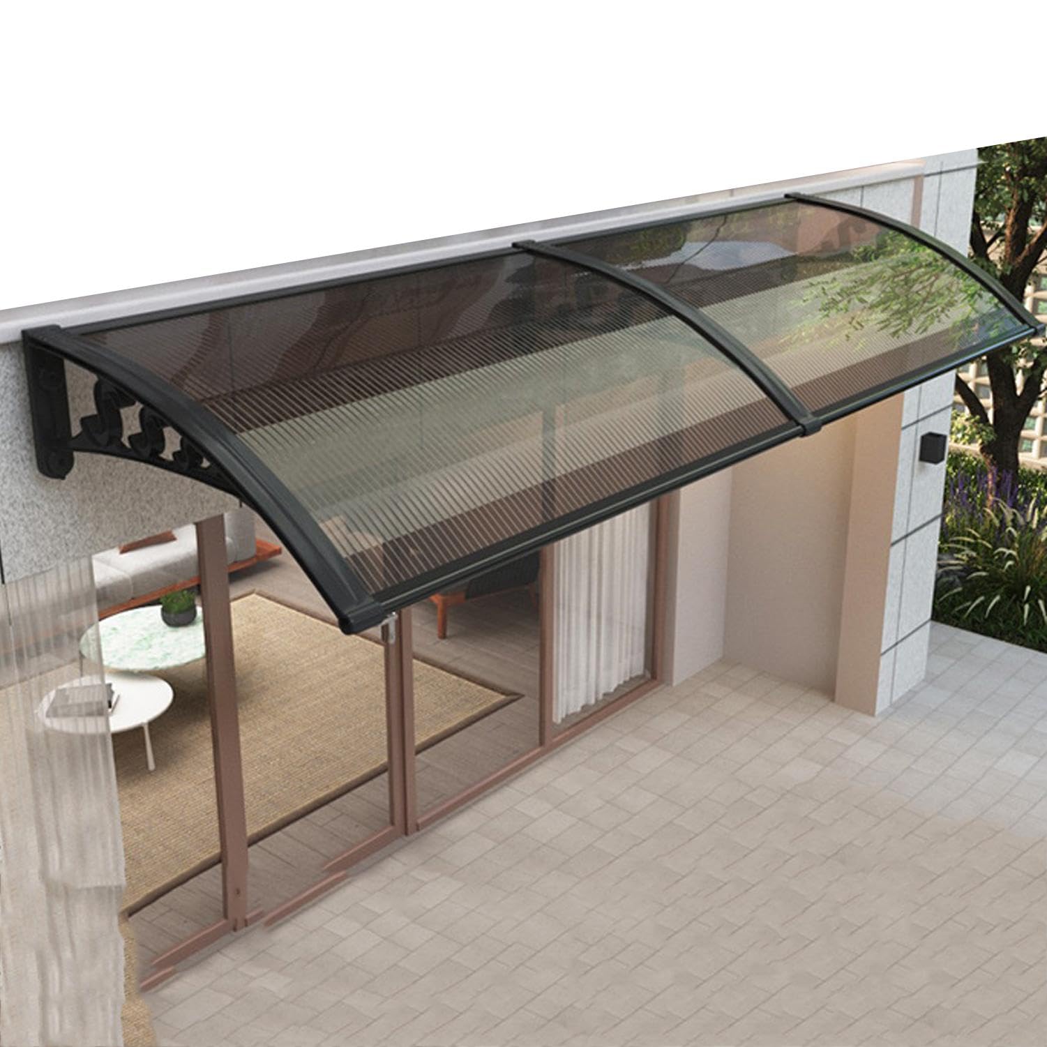 GJMSSMY Outdoor Door Canopy, Sun & Rain Protection Awning for Doors & Windows, Easy Installation, Front Porch, 24x32in (A-60x80cm) - Durable & Stylish Overhang Solution