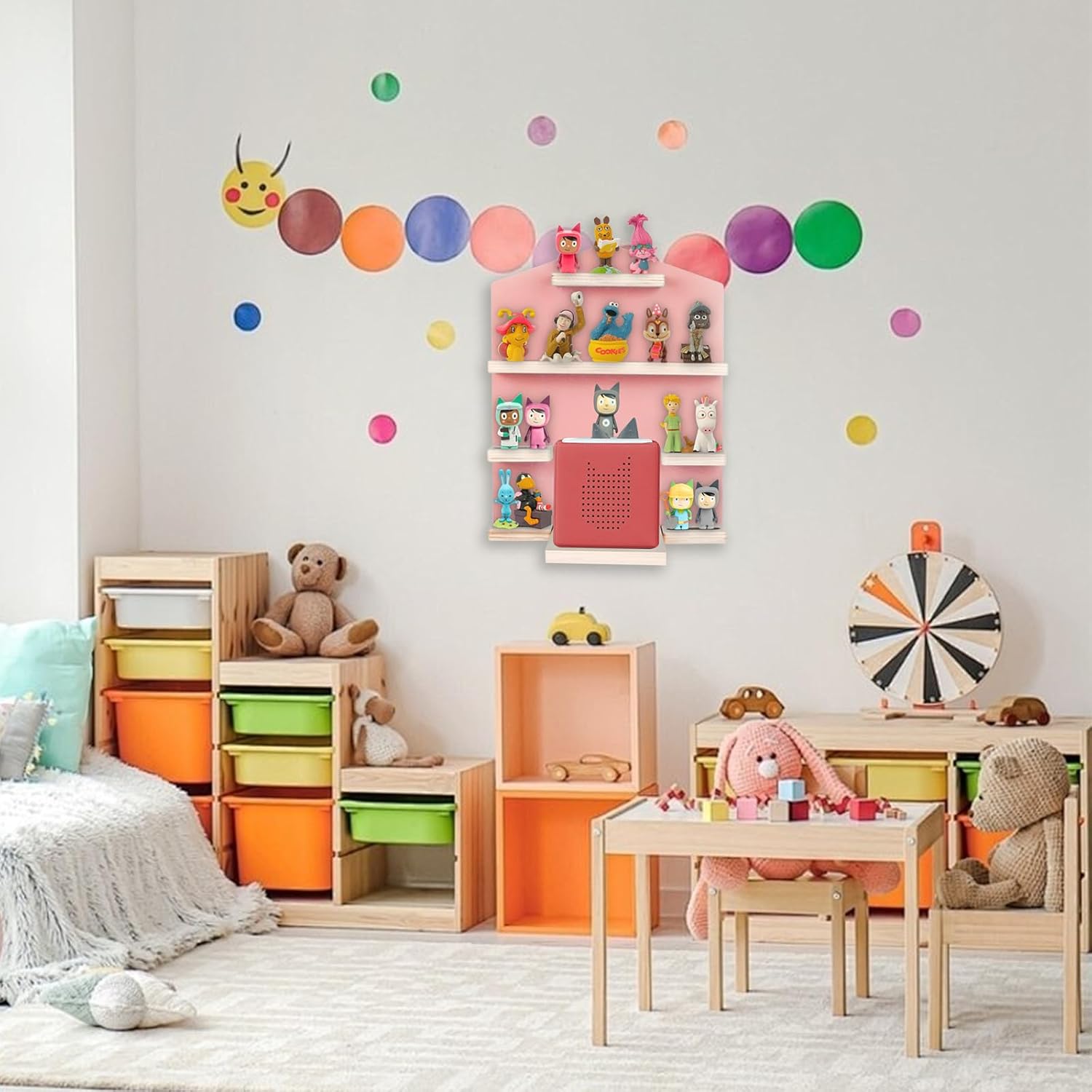 Large House Tonie Shelf for Toniebox Storage,Box Magnetic Wall Shelf for Children to Play and Collect for 15-20 Figures,Toniebox Storage for All Your Tonie Accessories(Pink)