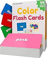 Vista 1 de Tarjetas de colores para niños pequeños – 44 tarjetas flash para ayudar a aprender colores y palabras – Tarjetas gruesas de aprendizaje – Incluye