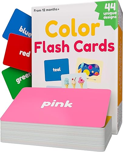 Tarjetas de colores para niños pequeños, 44 tarjetas de color para ayudar a aprender colores y palabras, tarjetas de aprendizaje de colores gruesos,