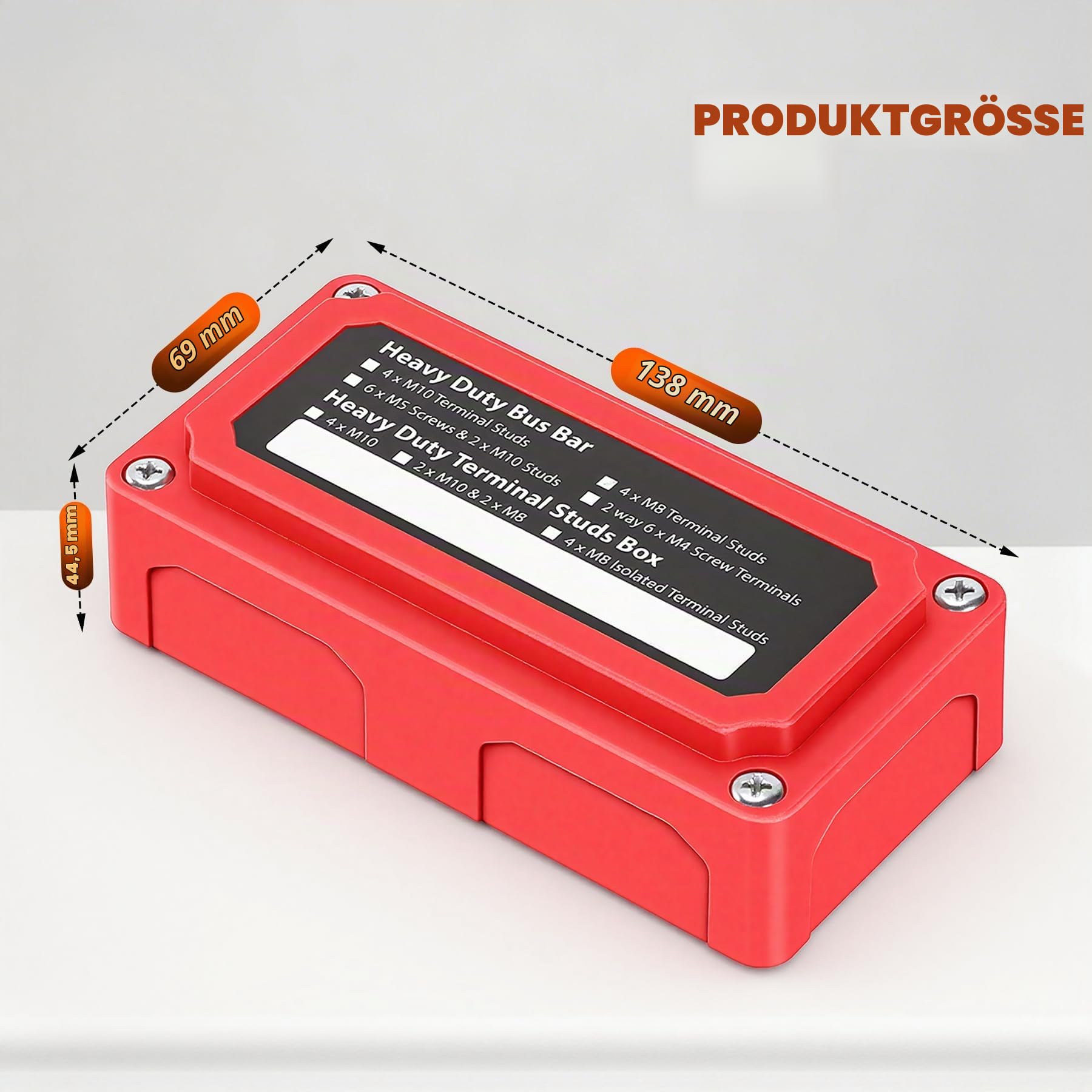 300A Sammelschiene 48V, 4x M8 Busbars Verteiler Klemmleisten, Heavy Duty Busbar Batterie Sammelschienen, Ideal für Lkw Kfz Wohnmobil Solar Boot Marine, Rot