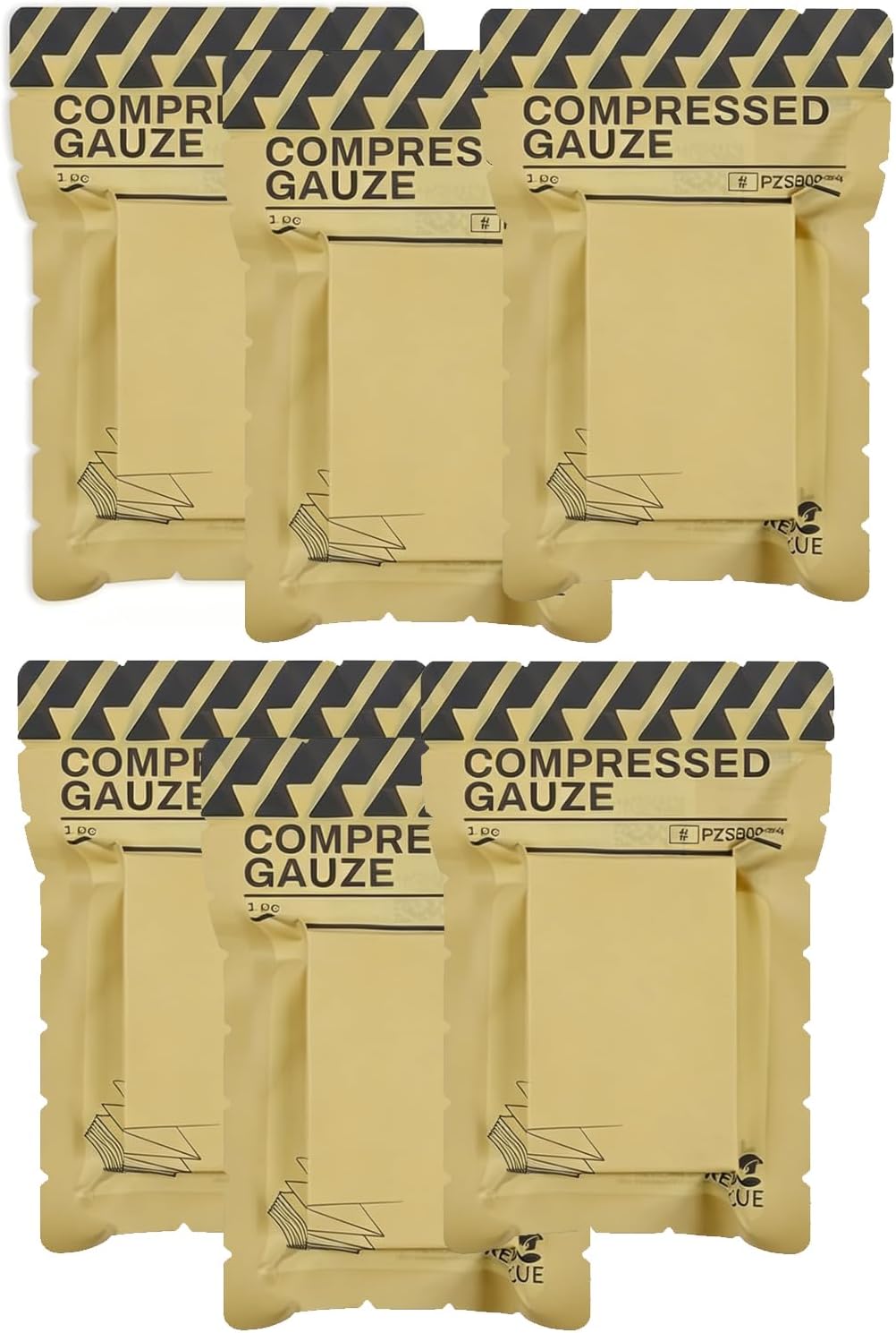 Compressed Gauze 6 Pack, Vacuum Packed Wound Care Dressing for Trauma Care and First Aid Refill