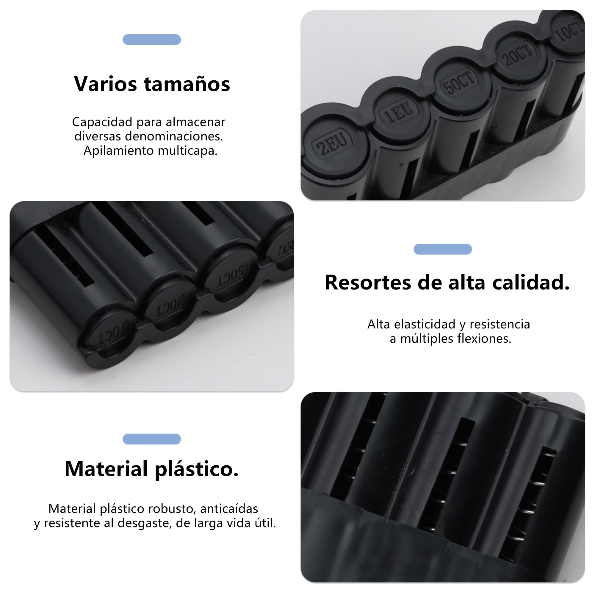 Portamonedas Clasificador Profesional Organizador de Monedas Duradero Negro