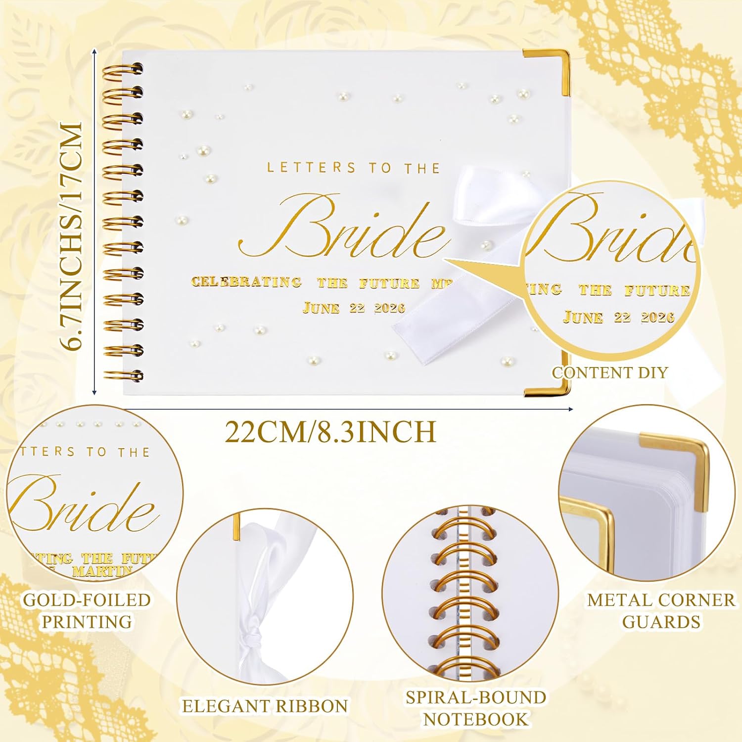 Letters to Bride Scrapbook,8.5 X 7 Inch,Classic,White