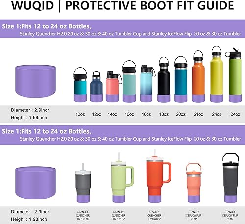 Miniatura 1 de WUQID Funda protectora de silicona para botella deportiva de 12 a 40 onzas, para botellas de agua Stanley, cubierta inferior antideslizante para