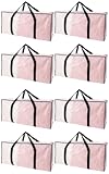 Extra Large Moving Bags with Zippers & Carrying Handles&comma; Heavy-Duty Storage Tote for Space Saving Moving Storage&comma; Fold Flat&comma; Alternative to Box and Bin - 8 Pack&comma; Semi-Transparent