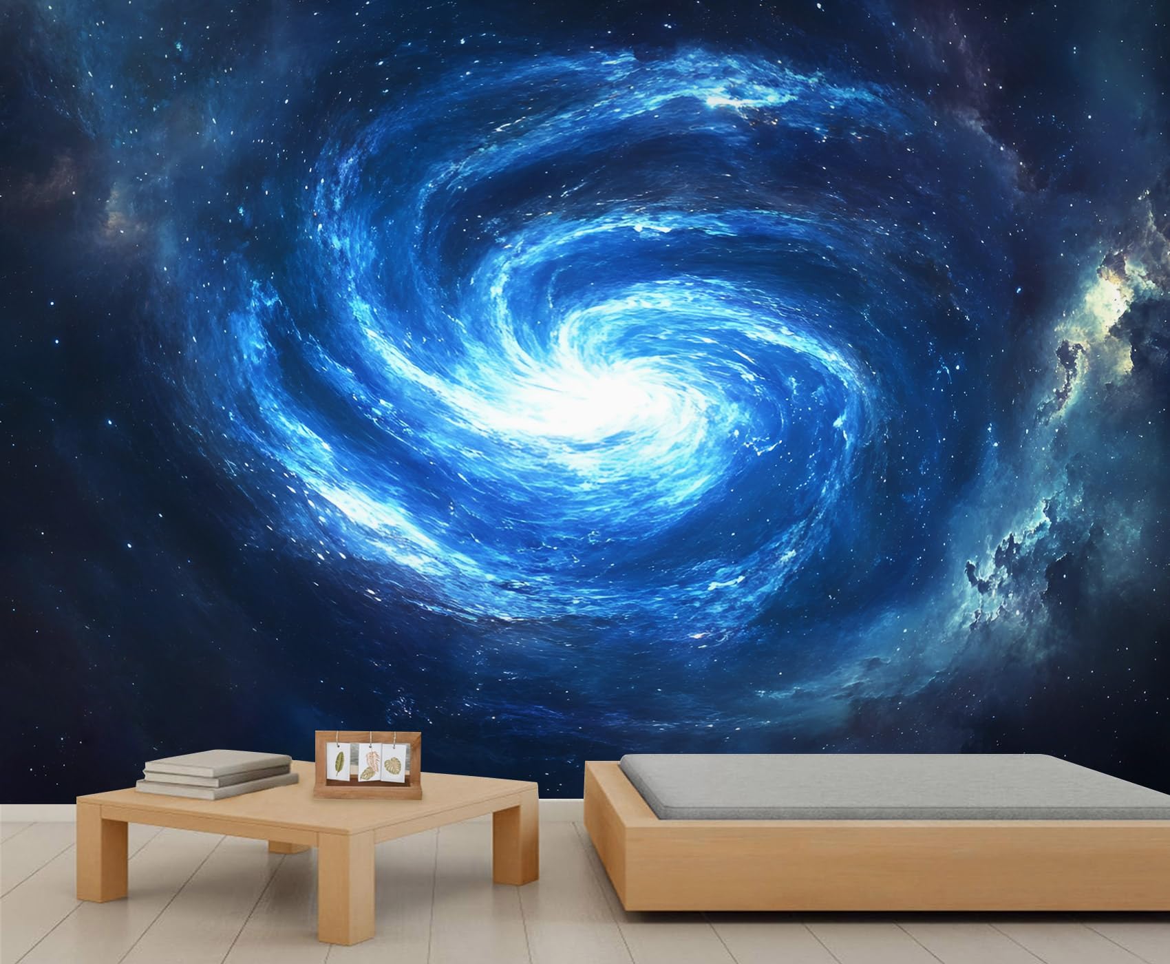 Universe Galaxy Mural Spiral Galaxy Wallpaper Swirl Nebula Wall Mural Commercial Hotel Poster Custom Wallpaper Massive Panoramic Wall Poster (Non-self-Adhesive)