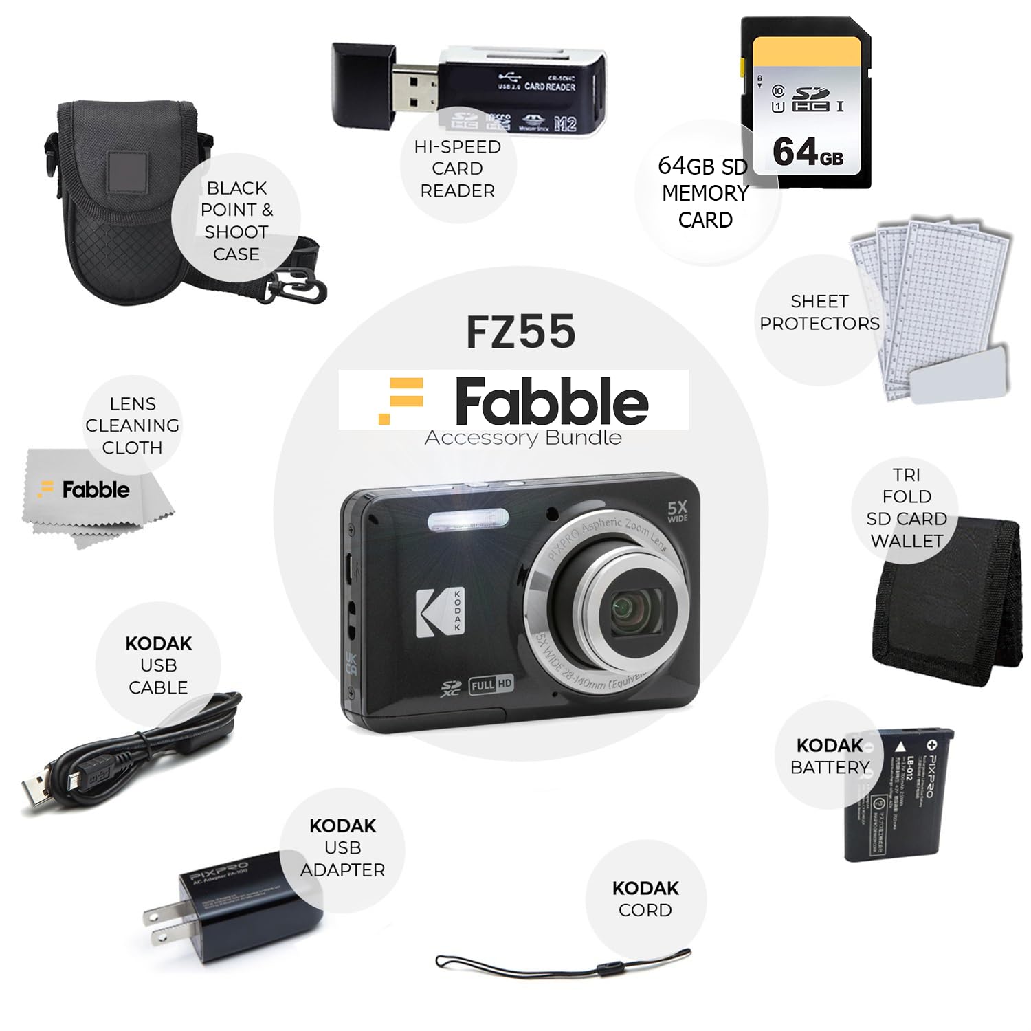 Amazon.com : Kodak PIXPRO FZ55 Digital Camera (Black) + Black