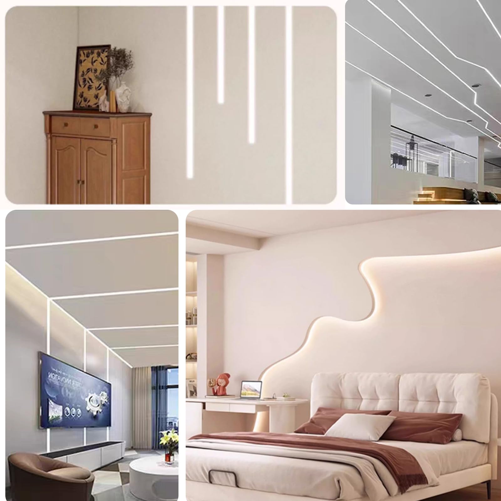 LED Streifen,LED Schiene 5m,Flexibles Silikon LED Profil,für Akustikpaneele LED Streifen,Leisten LED-Kanäle Profil,IP65 Wasserdicht LED Kanal Diffusor,für Decke,Schrank,Bar,Akustikpaneele