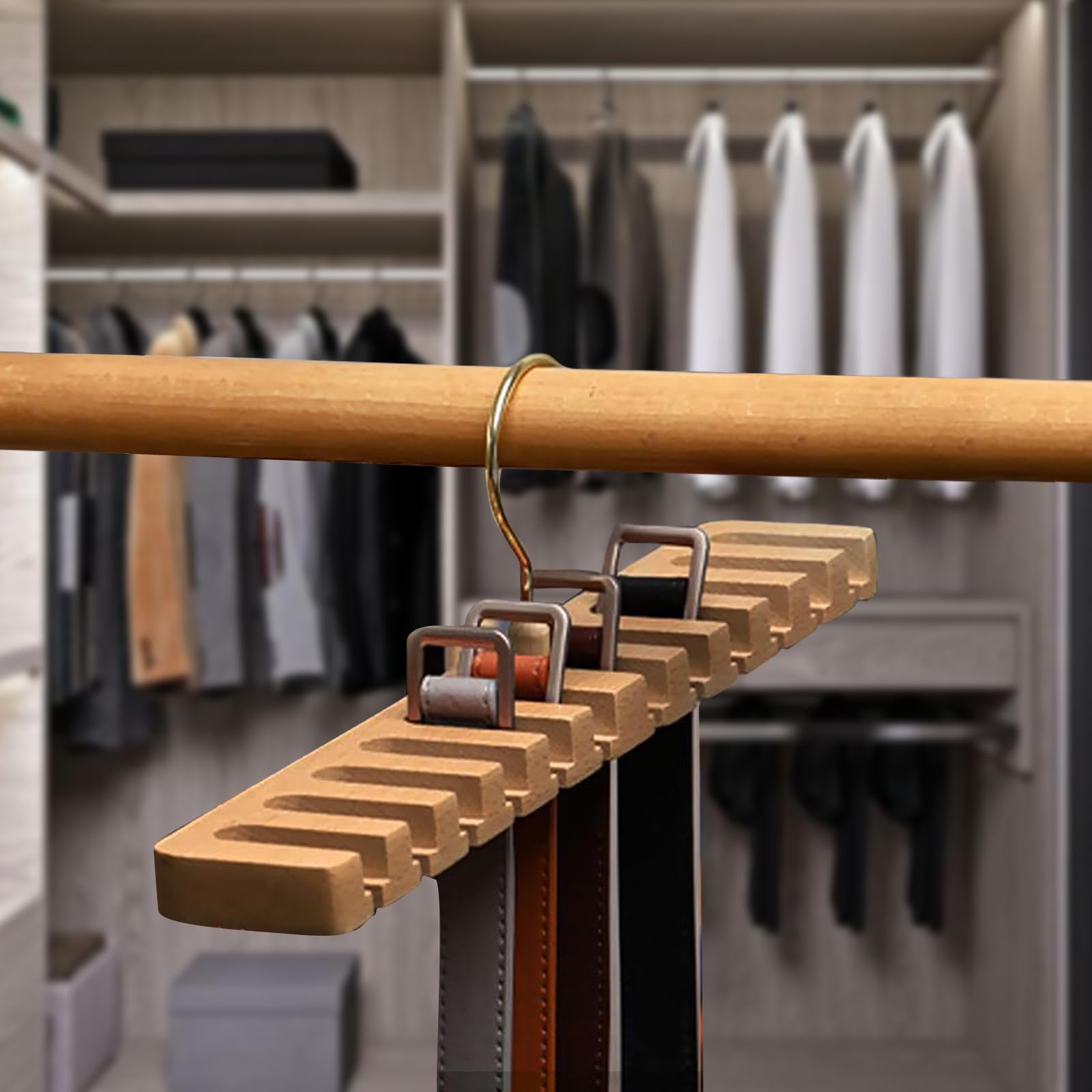 1 Stück Gürtel Aufbewahrung,Gürtelaufhänger für Schrank krawattenbügel Gürtelhalter aus Holz mit 12 Schlitzen Geeignet für Gürtel, Krawatten, Kleiderschrank platzsparend Küche, Haushalt & Wohnen