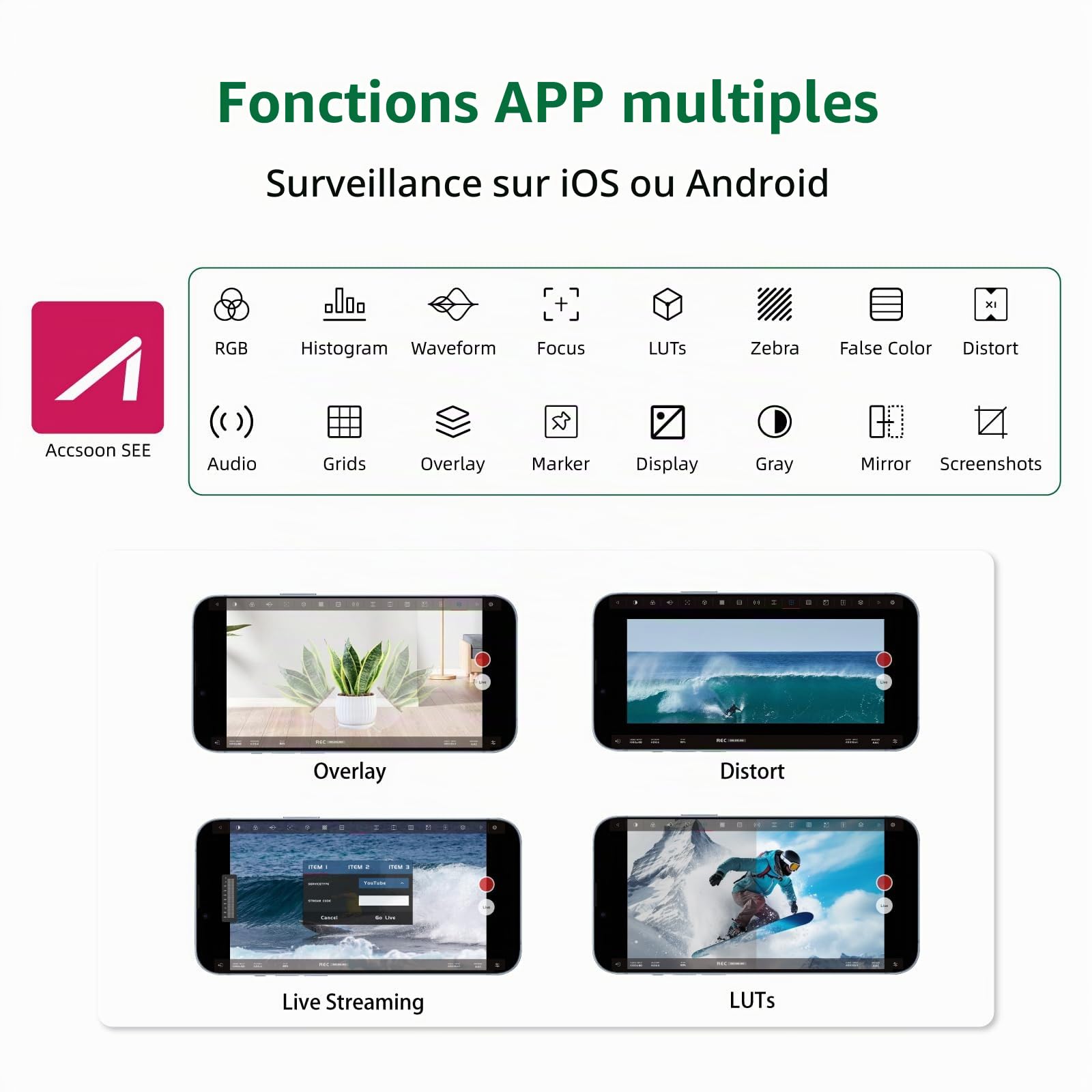 Accsoon Émetteur CineView HE - Transmetteur Vidéo Sans Fil Professionnel 2.4G/5GHz avec Sortie HDMI Loop-Out, Écran OLED, Faible Latence <0.06s, Portée 350m, surveillance de 4 appareils